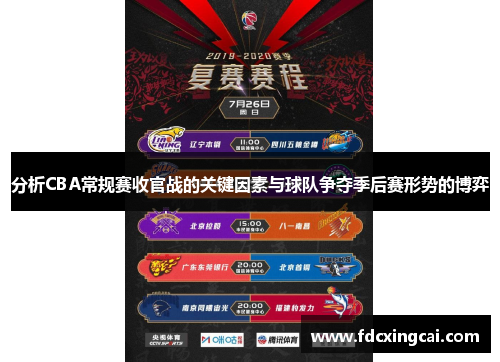 分析CBA常规赛收官战的关键因素与球队争夺季后赛形势的博弈