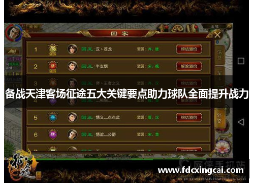 备战天津客场征途五大关键要点助力球队全面提升战力