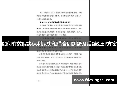 如何有效解决保利尼奥租借合同纠纷及后续处理方案